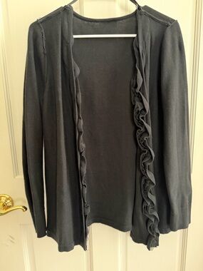 Womens AGB Black Cotton Open Cardigan Sweater Size XL